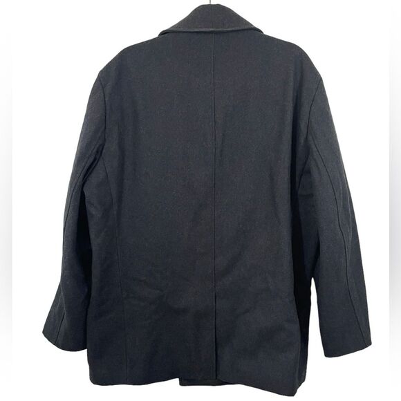 Calvin Klein Men’s Double Breasted Wool Peacoat Size LARGE Charcoal Grey - Picture 2 of 12